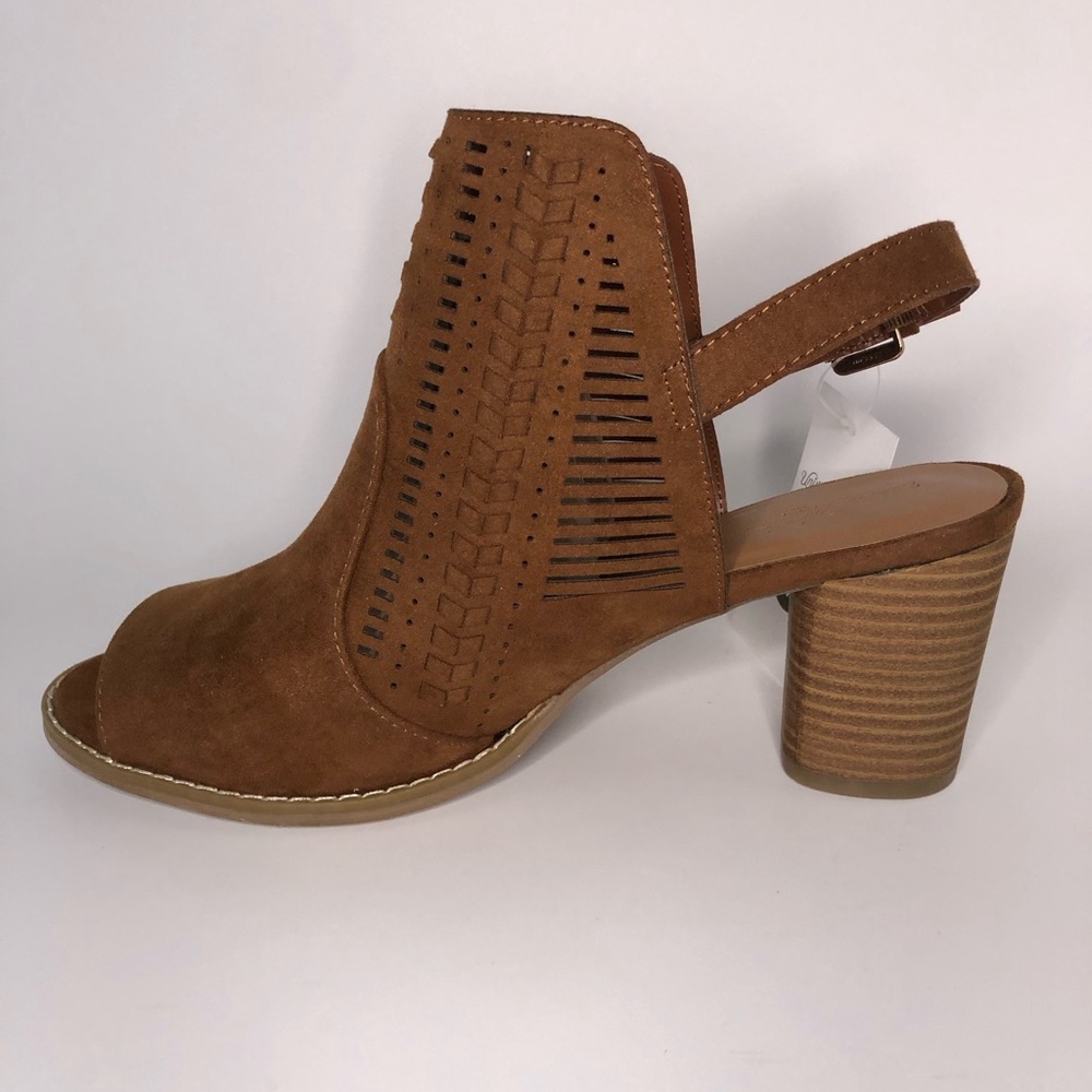 Universal Thread Brown Suede Peep Toe Stacked Blo… - image 5
